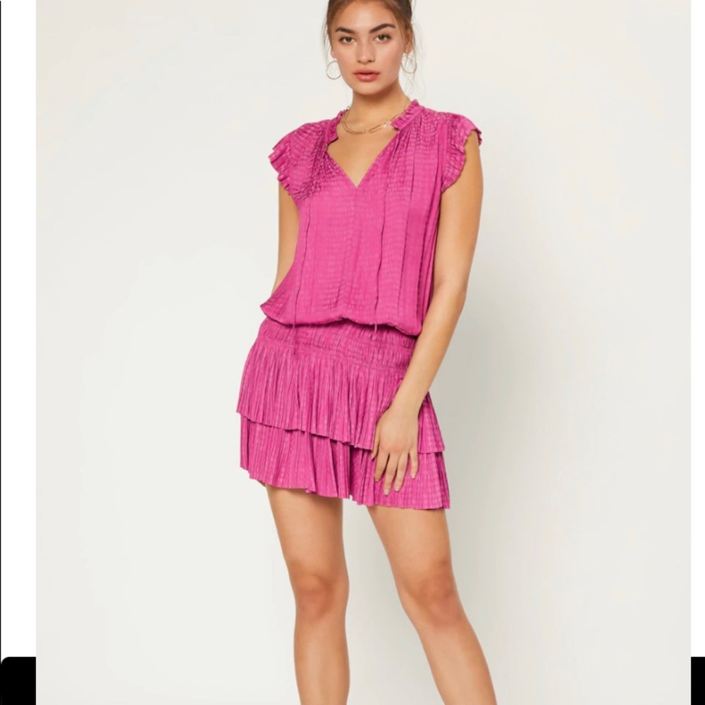Current Air Los Angeles mini ruffle dress small raspberry